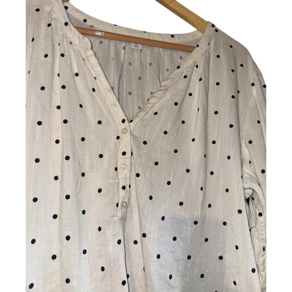 Old Navy Polka Dot Peasant Top Womens XL Lightweight Flowy Textured Beach Costal - Picture 3 of 7